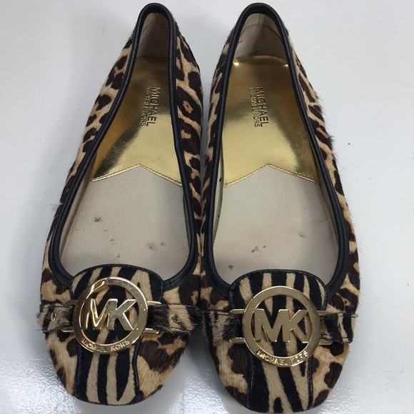 Michael Kors Hair Calf Leather Upper Leopard 🐆 Print Flat Driving Shoes - Picture 2 of 8